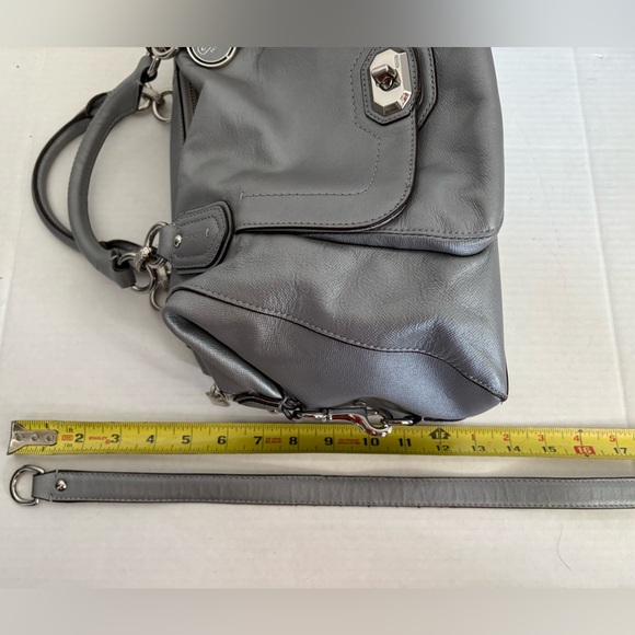 COACH pewter grey two way turnlock satchel - Picture 12 of 16